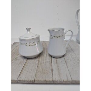 Sheffield China Japan Elegance Sugar Bowl Dish Lid and Creamer Pitcher